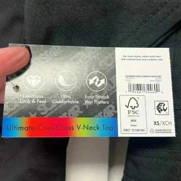 Scrubstar Ultimate Crisscross V-Neck Top & Yoga Cargo Joggers Size XS Black NWT - Picture 5 of 16